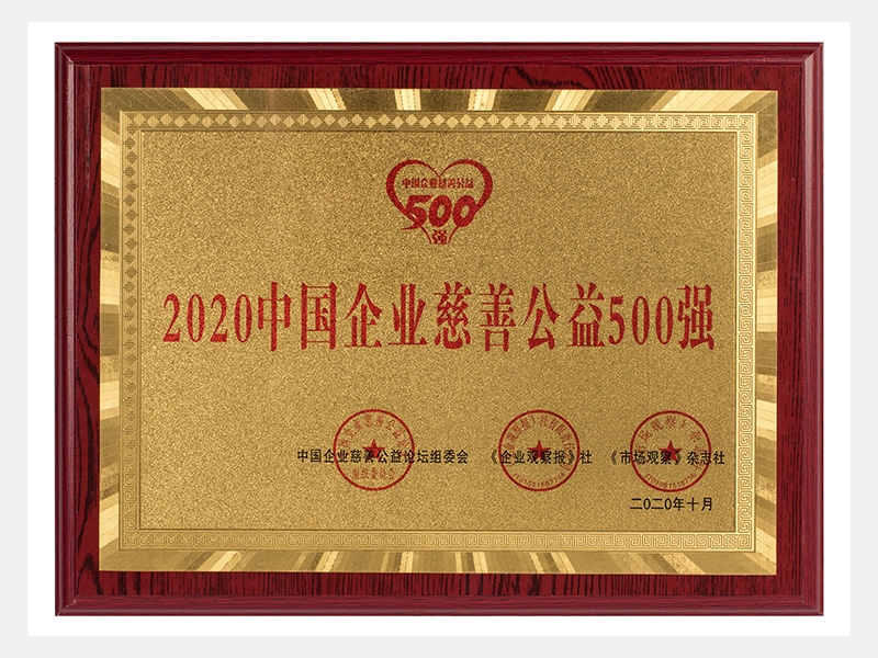 2020中国企业慈悲公益500强-奖牌